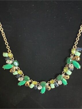J.Crew Green Gem Bib Statement Necklace